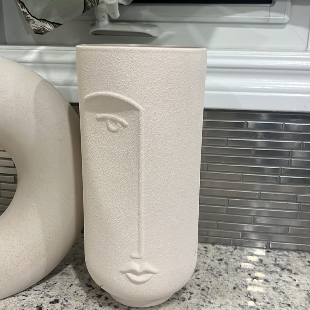 Abstract Face Vase in Cream New home decor Best gift